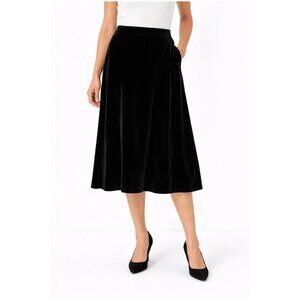 CURRENT Black Velvet Midi Skirt Size 8 Flared Fully Lined Made in Vancouver